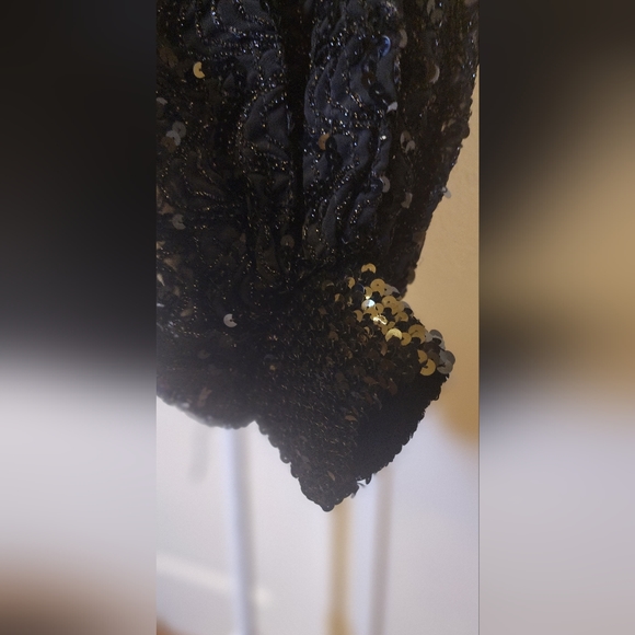 VINTAGE RARE St Martin Sequin Beaded Bell Sleeve Pullover The 70s Disco Era Top - Picture 9 of 14